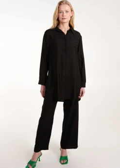Blue Vanilla Black Striped Cosy Shirt Set