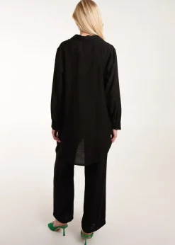 Blue Vanilla Black Striped Cosy Shirt Set