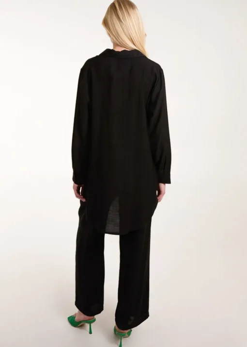 Blue Vanilla Black Striped Cosy Shirt Set
