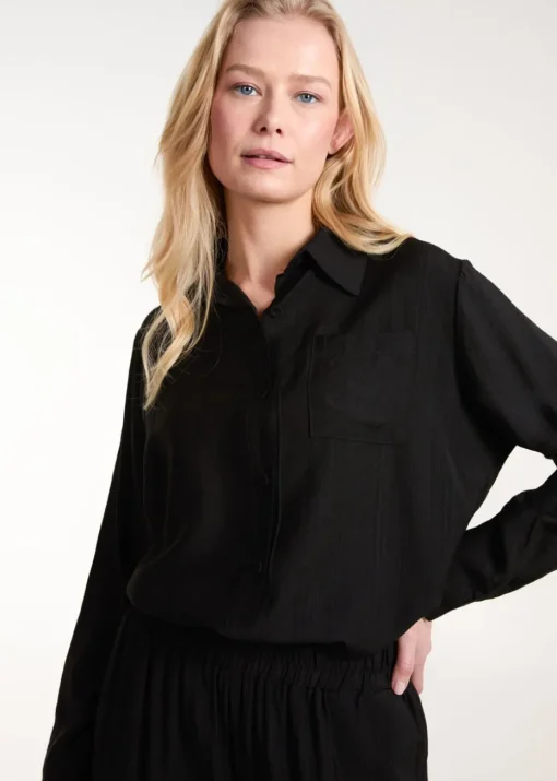 Blue Vanilla Black Striped Cosy Shirt Set
