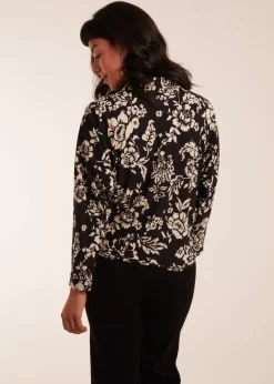 Blue Vanilla Black Tie Front Oversized Shirt