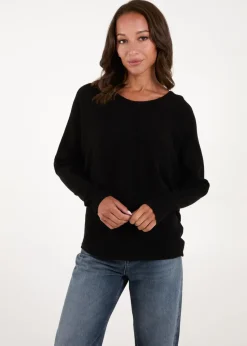 Blue Vanilla Black V Neck Ribbed Jumper