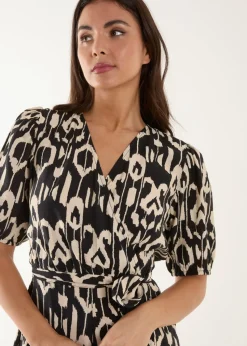 Blue Vanilla Black Wrap Front Playsuit