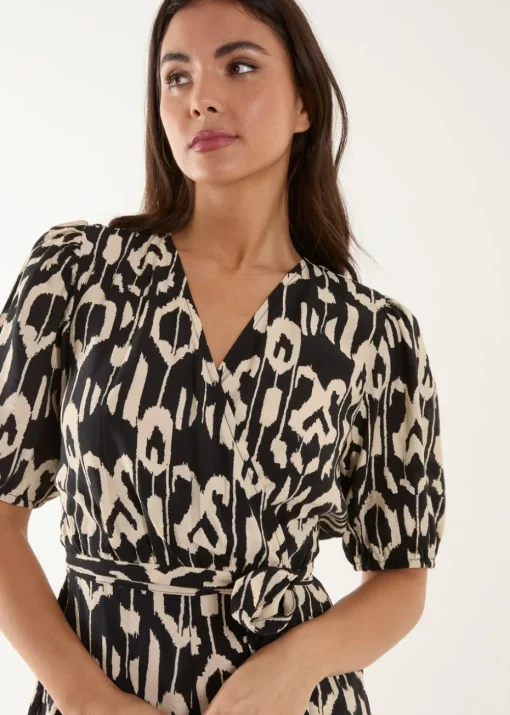 Blue Vanilla Black Wrap Front Playsuit