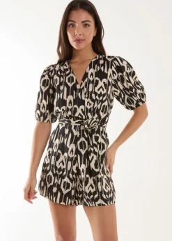 Blue Vanilla Black Wrap Front Playsuit
