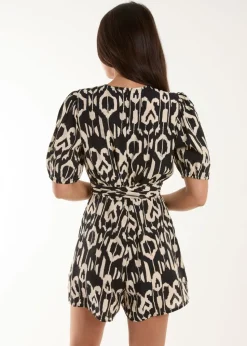 Blue Vanilla Black Wrap Front Playsuit