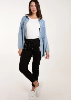 Blue Vanilla Black Zip Drawstring Trousers