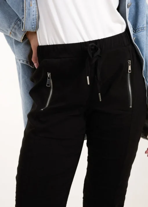 Blue Vanilla Black Zip Drawstring Trousers