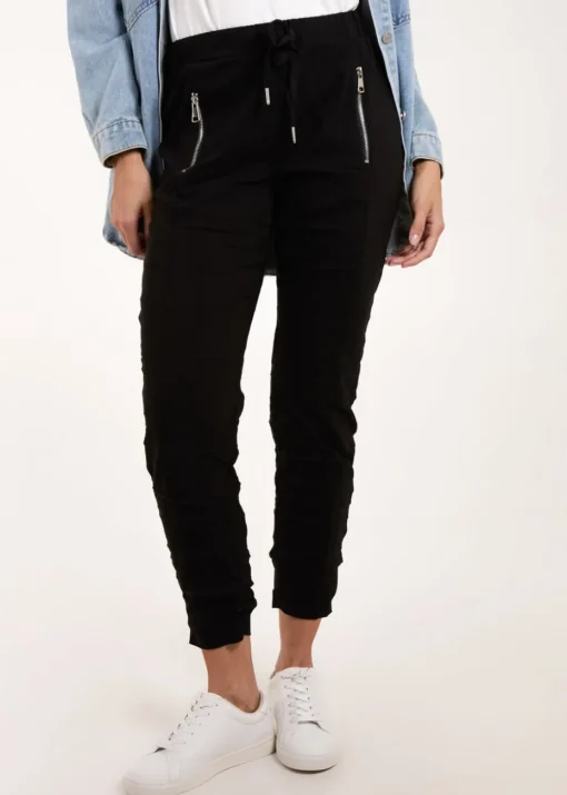 Blue Vanilla Black Zip Drawstring Trousers
