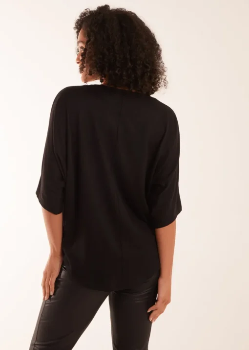 Blue Vanilla Black Zip Front Top
