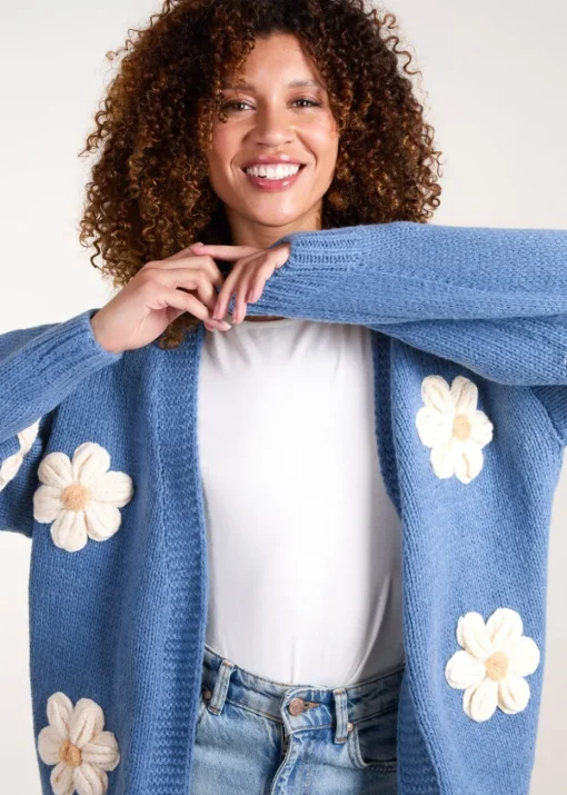 Blue Vanilla Blue Daisy Large Flower Cardigan