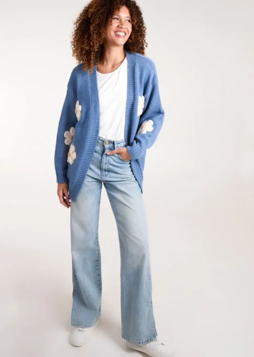 Blue Vanilla Blue Daisy Large Flower Cardigan