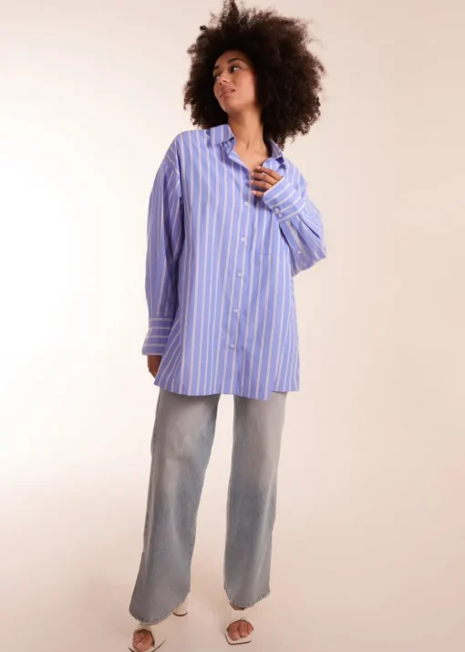 Blue Vanilla Blue Oversized Pinstripe Shirt
