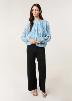 Blue Vanilla Blue Watercolour Paisley Top