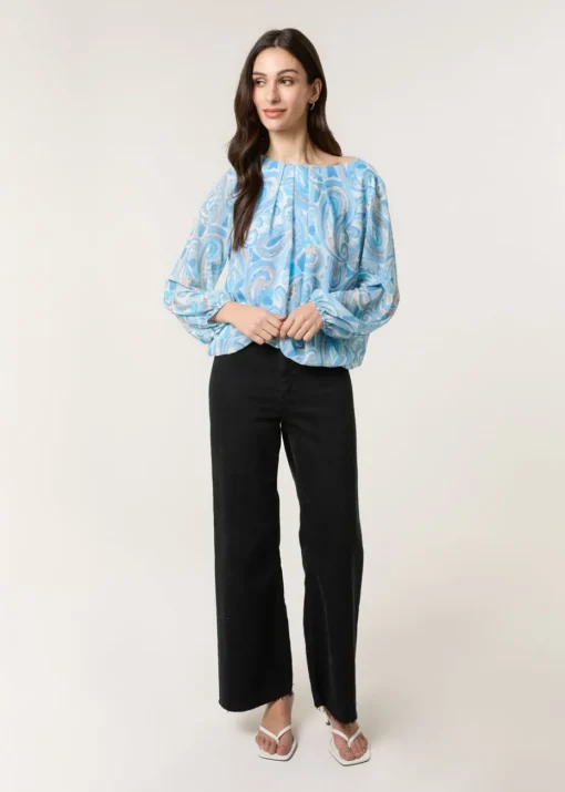 Blue Vanilla Blue Watercolour Paisley Top