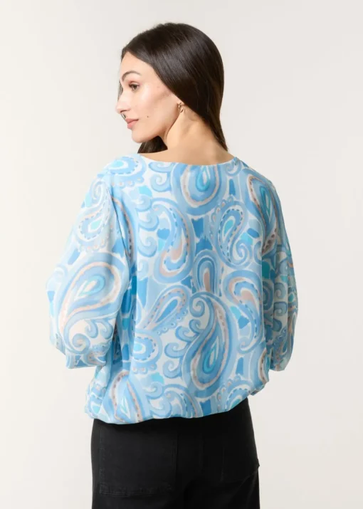 Blue Vanilla Blue Watercolour Paisley Top