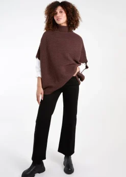 Blue Vanilla Brown High Neck Oversized Ribbed Tabard Jumper