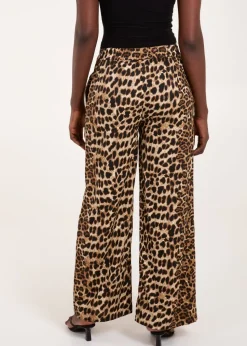 Blue Vanilla Brown Wide Leg Leopard Trousers