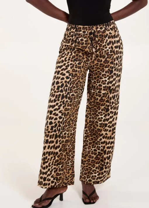 Blue Vanilla Brown Wide Leg Leopard Trousers
