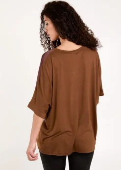 Blue Vanilla Chocolate Satin Viscose Back Print Top