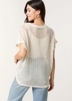Blue Vanilla Cream Crochet Batwing Oversized Top