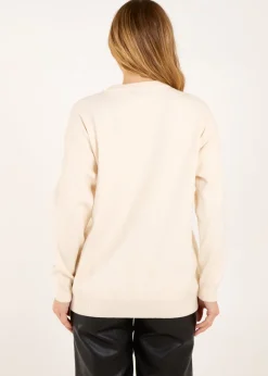 Blue Vanilla Cream Flower Diamante Jumper