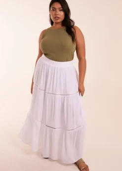 Blue Vanilla Curve White  Ladder Trim Maxi Skirt