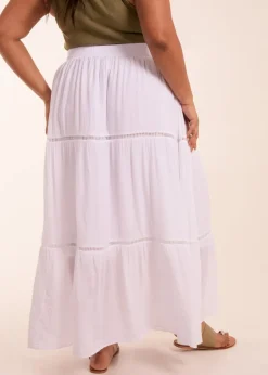 Blue Vanilla Curve White  Ladder Trim Maxi Skirt