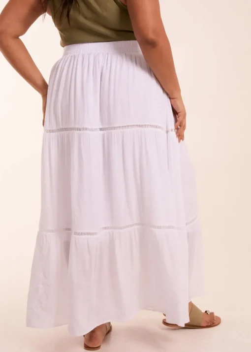 Blue Vanilla Curve White  Ladder Trim Maxi Skirt