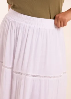 Blue Vanilla Curve White  Ladder Trim Maxi Skirt