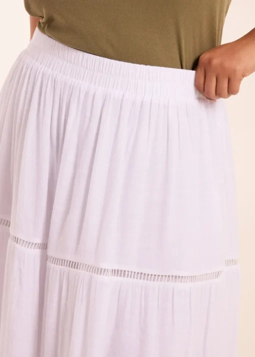 Blue Vanilla Curve White  Ladder Trim Maxi Skirt