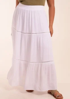 Blue Vanilla Curve White  Ladder Trim Maxi Skirt