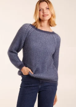 Blue Vanilla Denim Blue Brushed Two Tone Fluffy Jumper