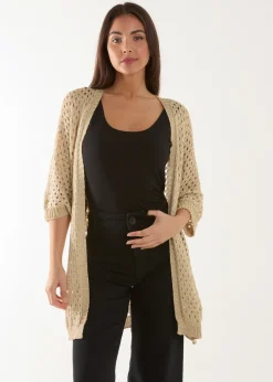 Blue Vanilla Gold Crochet Lurex Cardigan