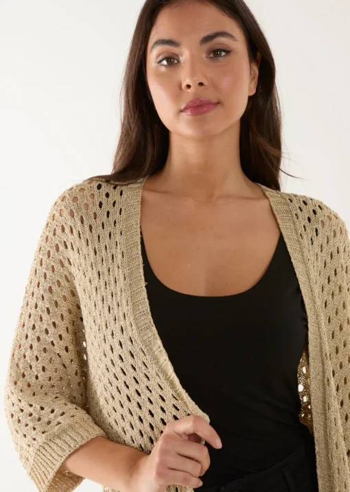 Blue Vanilla Gold Crochet Lurex Cardigan