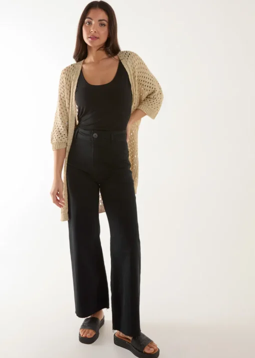 Blue Vanilla Gold Crochet Lurex Cardigan