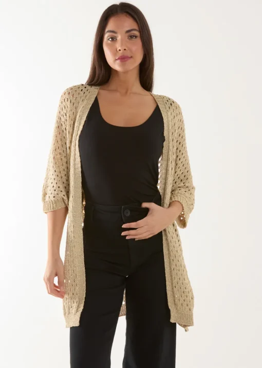 Blue Vanilla Gold Crochet Lurex Cardigan