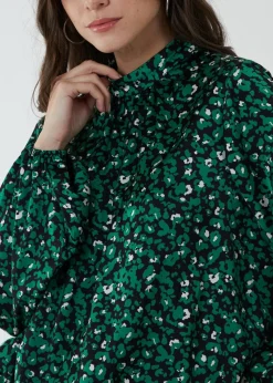 Blue Vanilla Green Satin Blouson Top