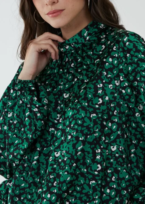 Blue Vanilla Green Satin Blouson Top