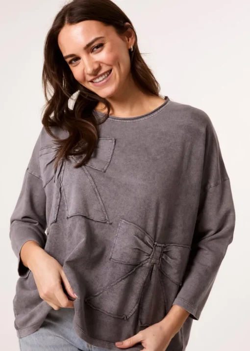 Blue Vanilla Grey Bow Sweatshirt