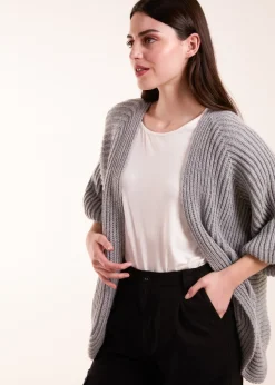Blue Vanilla Grey Knitted Mid Length Cardigan