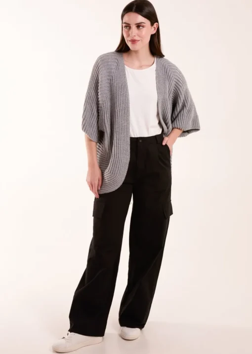 Blue Vanilla Grey Knitted Mid Length Cardigan