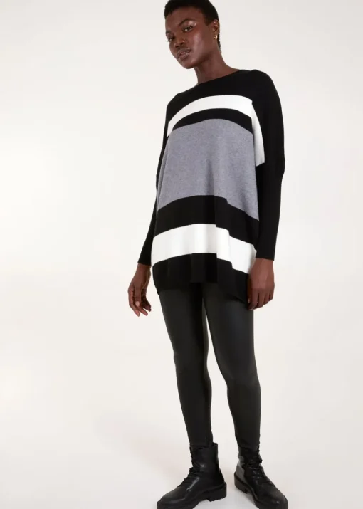 Blue Vanilla Grey Multi Stripe Colour Block Jumper