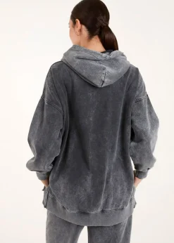 Blue Vanilla Grey Rock & Roll Acid Wash Hoodie