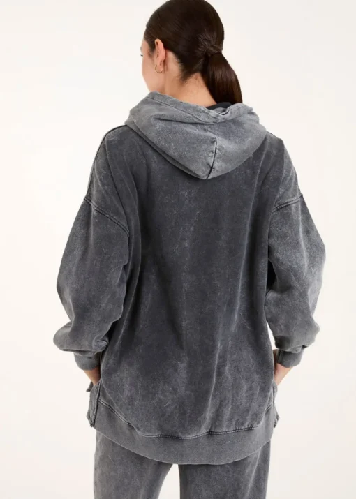 Blue Vanilla Grey Rock & Roll Acid Wash Hoodie
