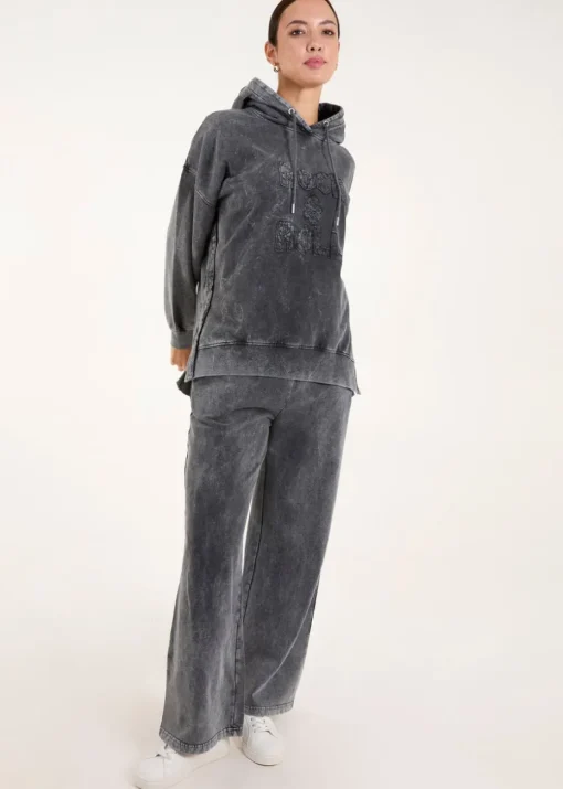 Blue Vanilla Grey Rock & Roll Acid Wash Hoodie