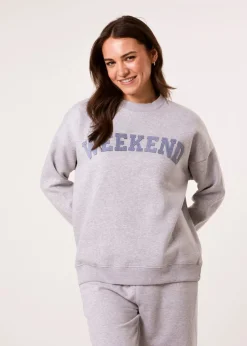 Blue Vanilla Grey Weekend Denim Applique Sweatshirt