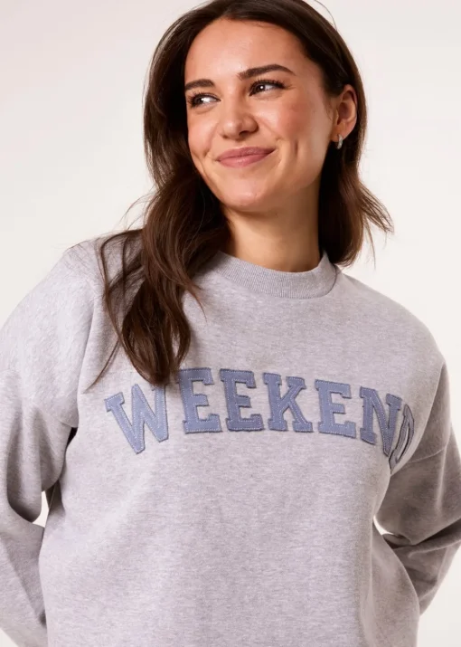 Blue Vanilla Grey Weekend Denim Applique Sweatshirt