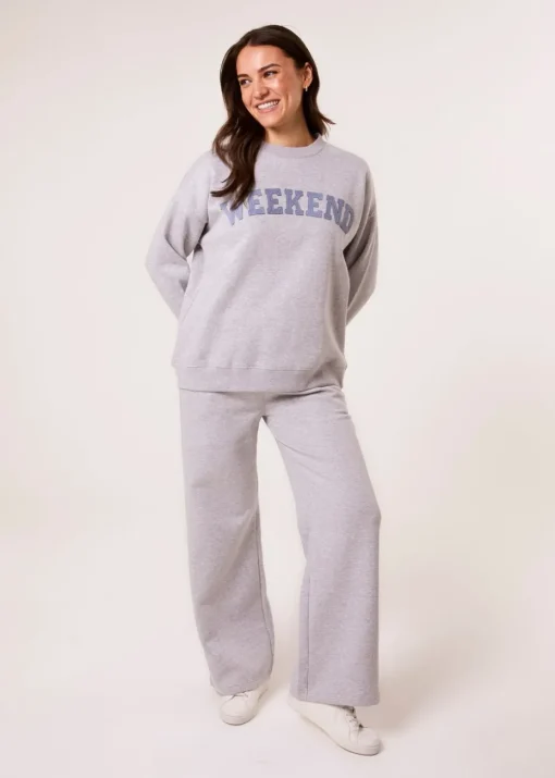 Blue Vanilla Grey Weekend Denim Applique Sweatshirt