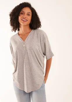 Blue Vanilla Grey Zip Front Top
